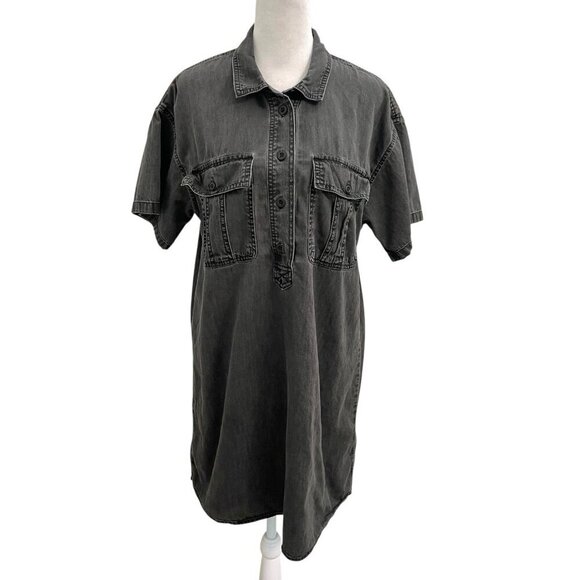 MADEWELL Utility Popover Shirtdress Shirt Dress Denim Washed Black size Medium - Picture 1 of 7